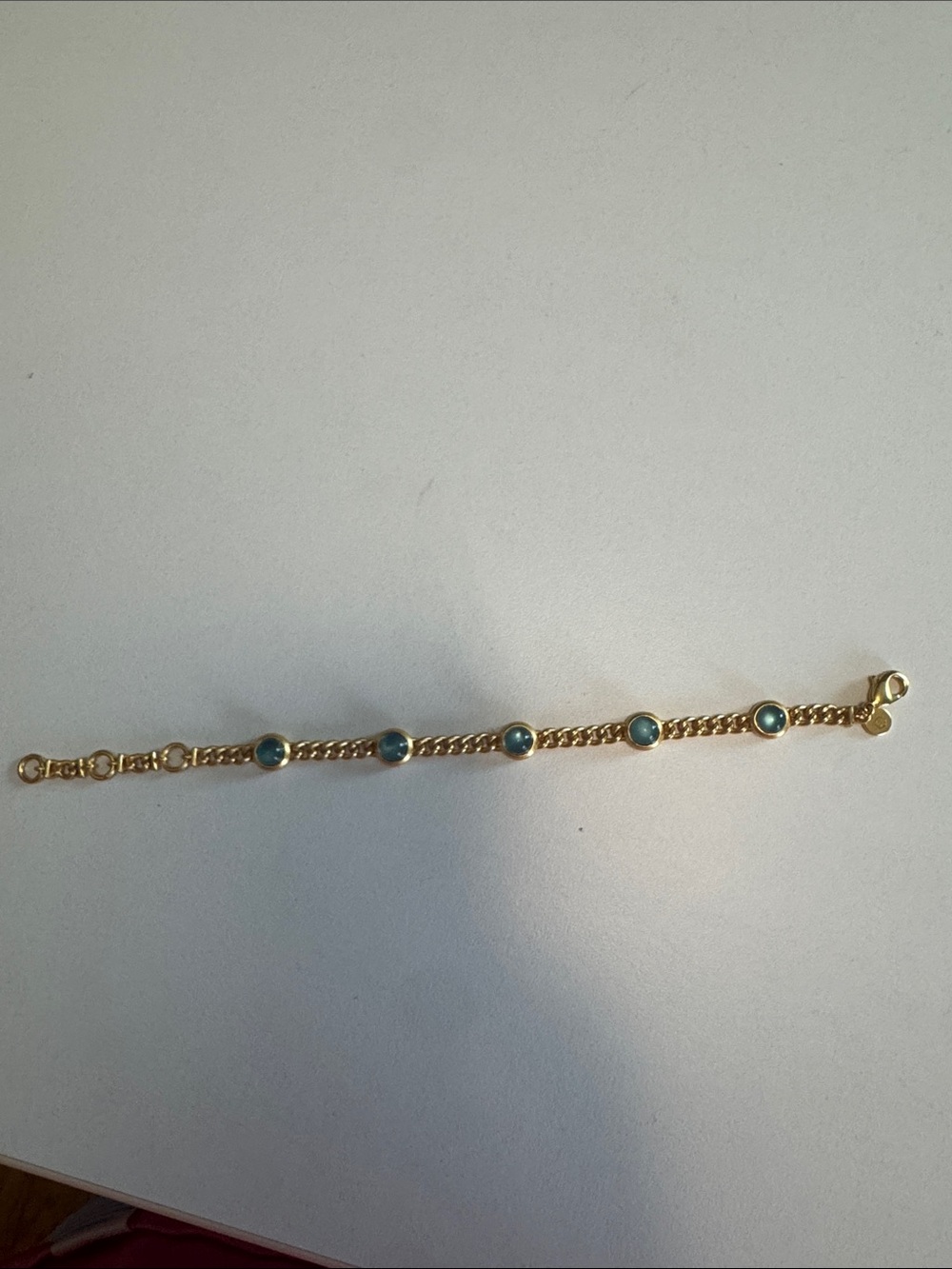 Julie Vos Gold Chain Bracelet with Blue Stone Accents